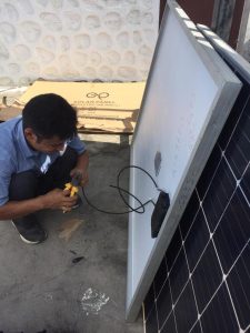 Wiring up the solar panels